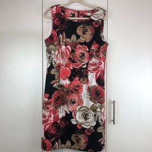 Black and Pink Floral Sheath Dress
